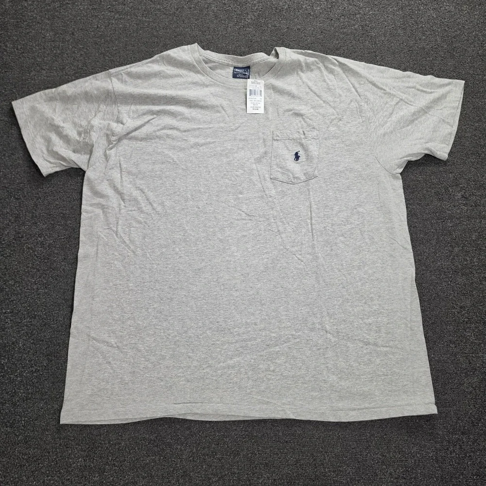 Vtg Polo Ralph Lauren Pocket T-Shirt Mens XXL Grey Cotton Short Sleeve Pony Logo